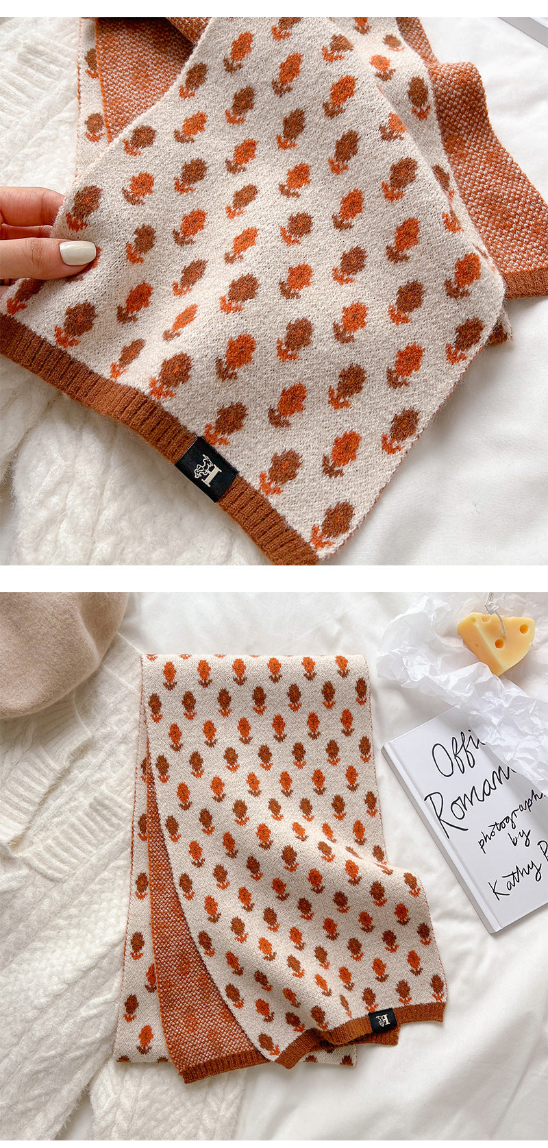 Fashion Printed Wool Warm Scarf Women's Dual Use