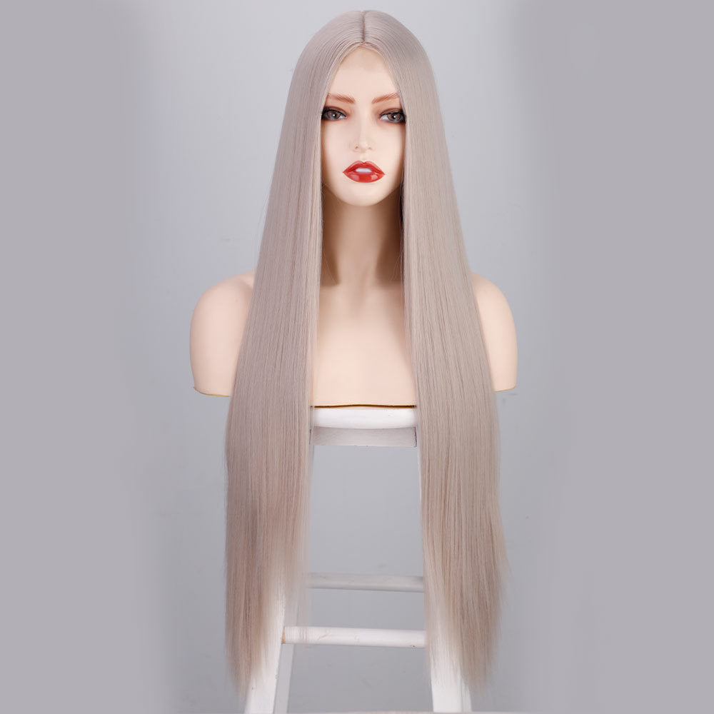 Front Lace Langt Glat Hår Kemisk Fiber Paryk