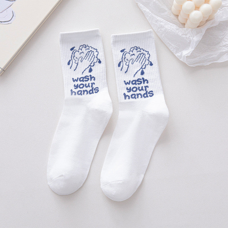Japanese Women's New Breathable Sweat-absorbing Mid-tube Socks