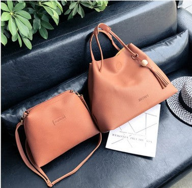 new wooden bucket bag - two piece suit bag fringed fashion handbag shoulder diagonal package wholesale