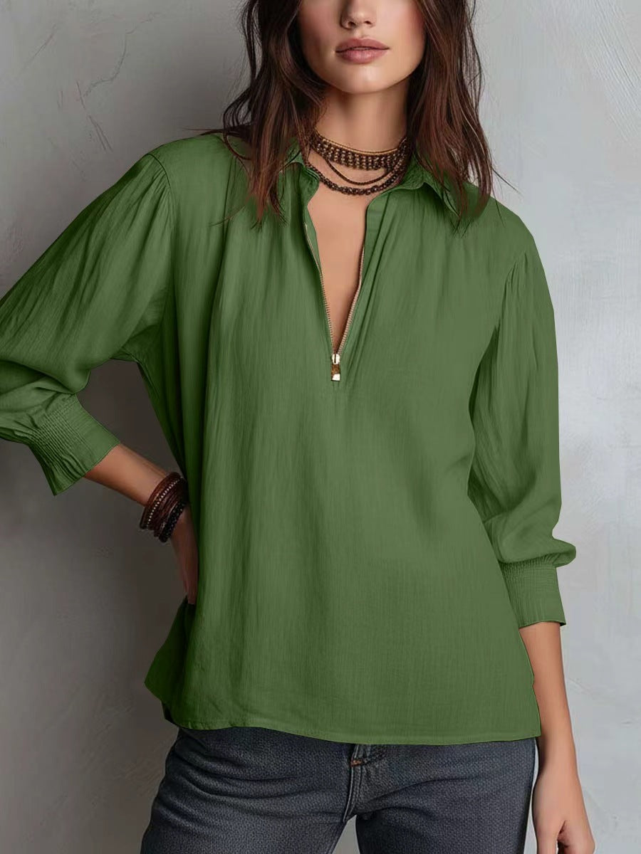 Womens Western-style Shirt-collar Pullover