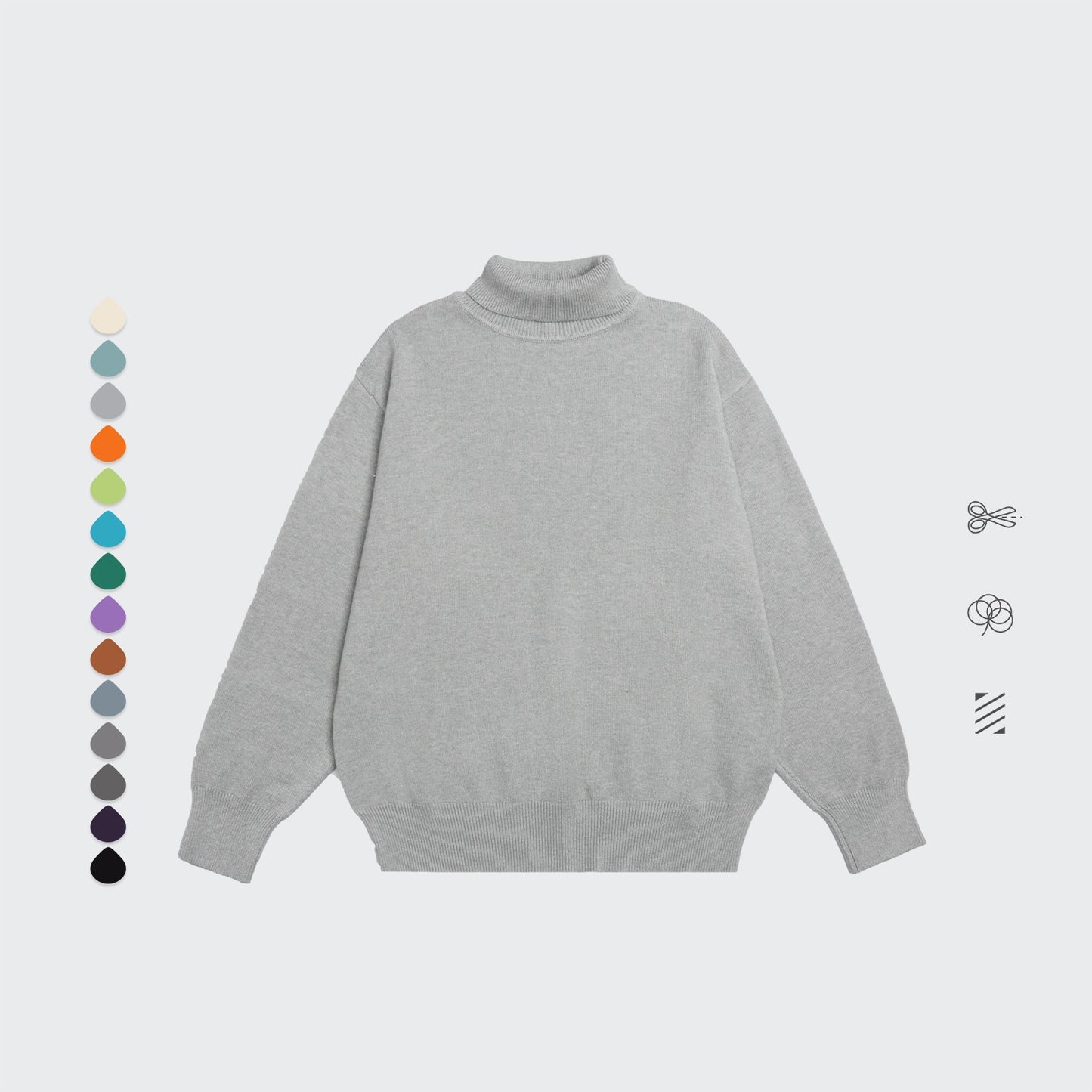 Core Spun Loose High Neck Sweater Solid Color Knitwear