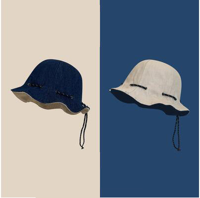 Ensfarvet Vendbar Denim Fiskerhat