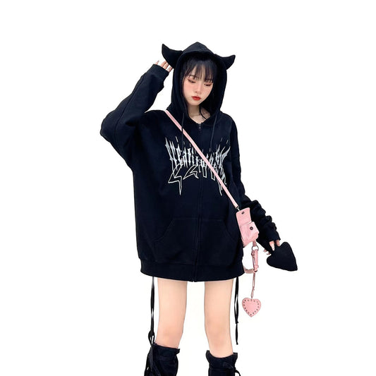 Amerikansk Spice Girl Top Løs Printet Sweater