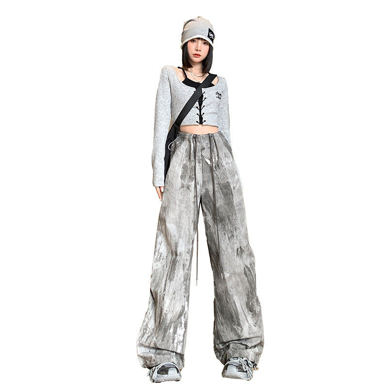 Retro Chinese Style Ink Tie-dye Overalls