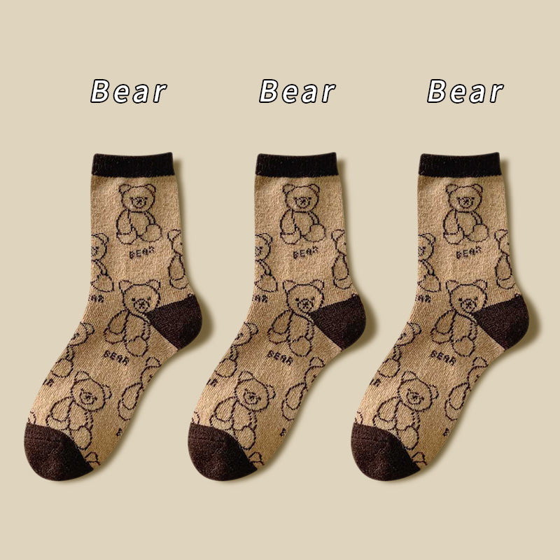 Thick Socks Women's Pure Cotton Tide Medium Tube Cute Plus Velvet