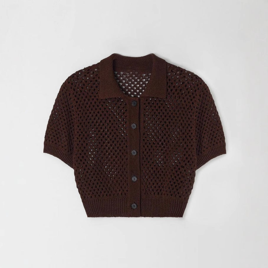 Exotic Rib-knit Cuff Casual Fashion Style Slim-fit Knitted Cardigan Top