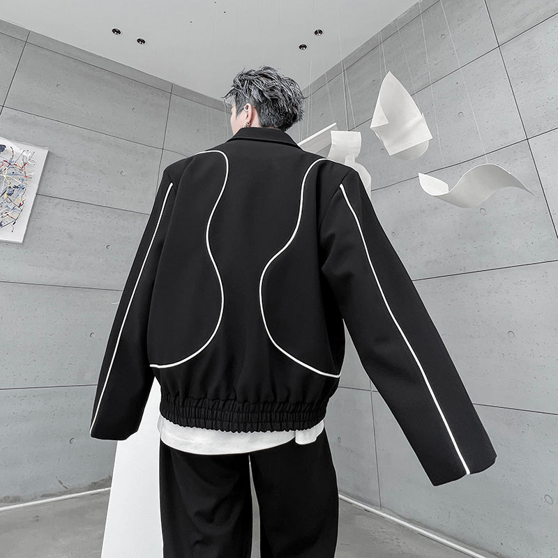 Niche Clash Of Colors Double Zipper Design Sense Jacket Men