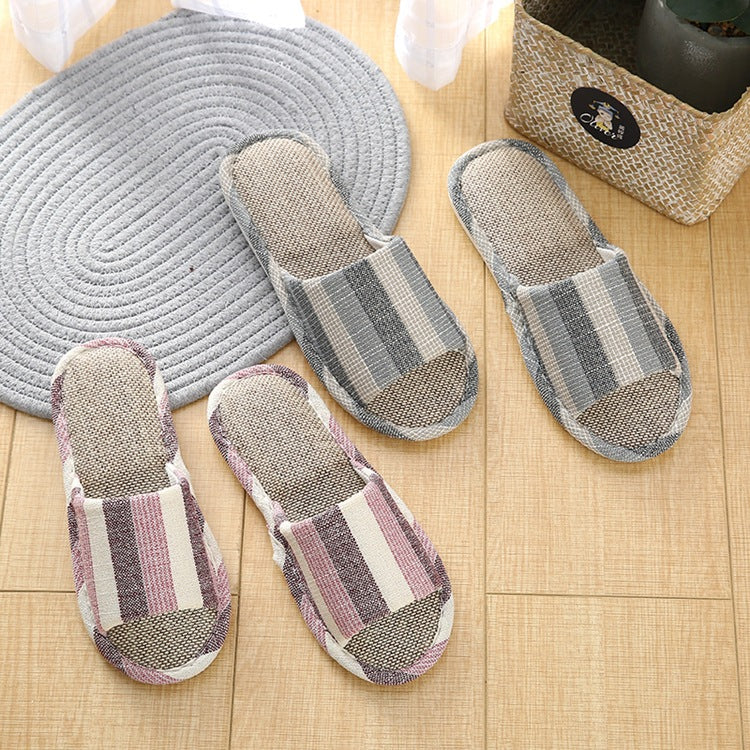 Home Cotton And Numb Floor Striped Slippers