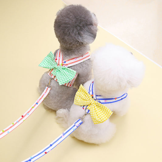 Pet Clothing Vertical Bar Bow Chest Back