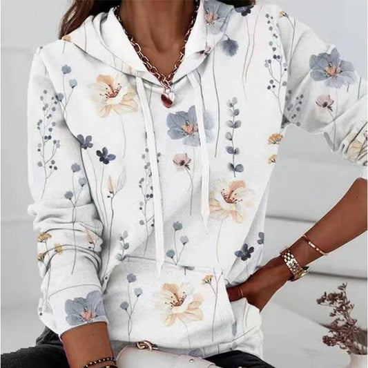 Womens Casual Printed Hoodie With Pockets