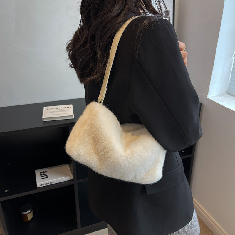 Plush Niche Fashion Shoulder Bag Western Style