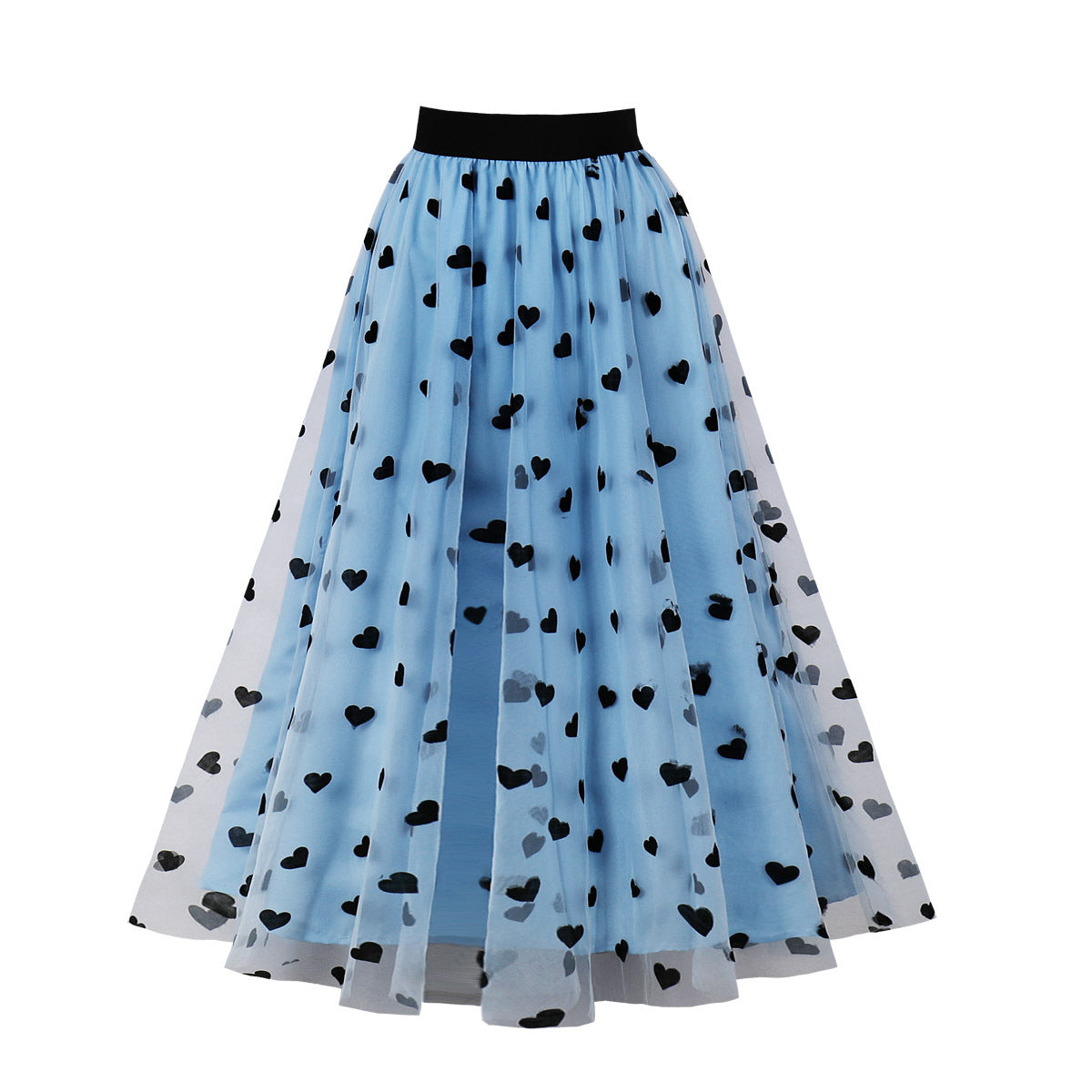 Big Heart-shaped Midi Dress With A Voluminous Skirt And Flocked Fabric