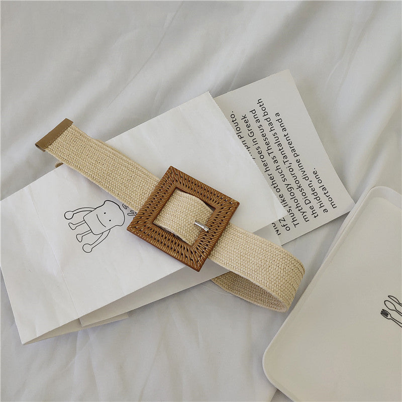 Woman buckle elastic belt