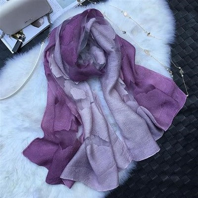 Gradient Cut Flower Organza Lace Scarf