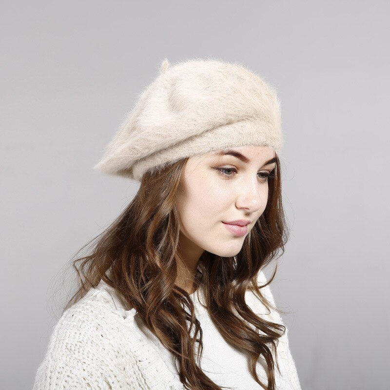 Women's Solid Color Wool Bud Sweater Painter Hat