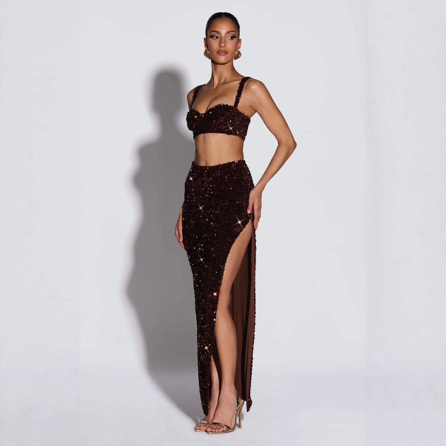 Womens Trendy Vest Top And Slit Skirt Set