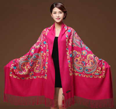 Embroidered Cotton And Linen Scarf Travel Sunscreen Ethnic Style Silk Scarf