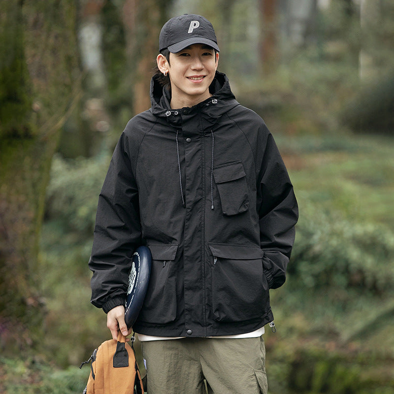 Double-layer Windproof Anti-penetration Autumn Hooded Outdoor Jacket Coat Male