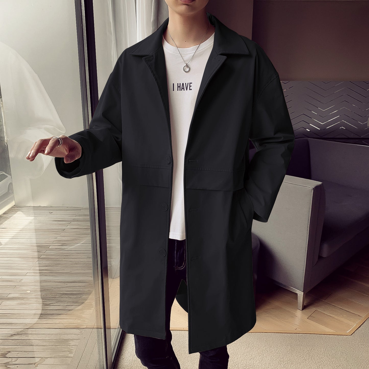 Men's Mid-length Loose Casual Windbreaker