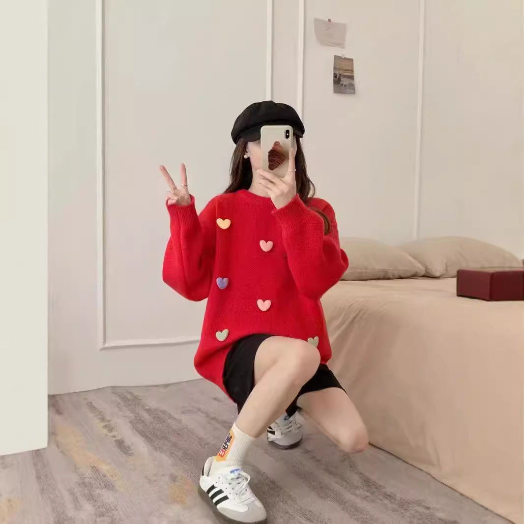 Loose And Lazy Style Sweet Knitted Sweater Pullover Autumn And Winter New
