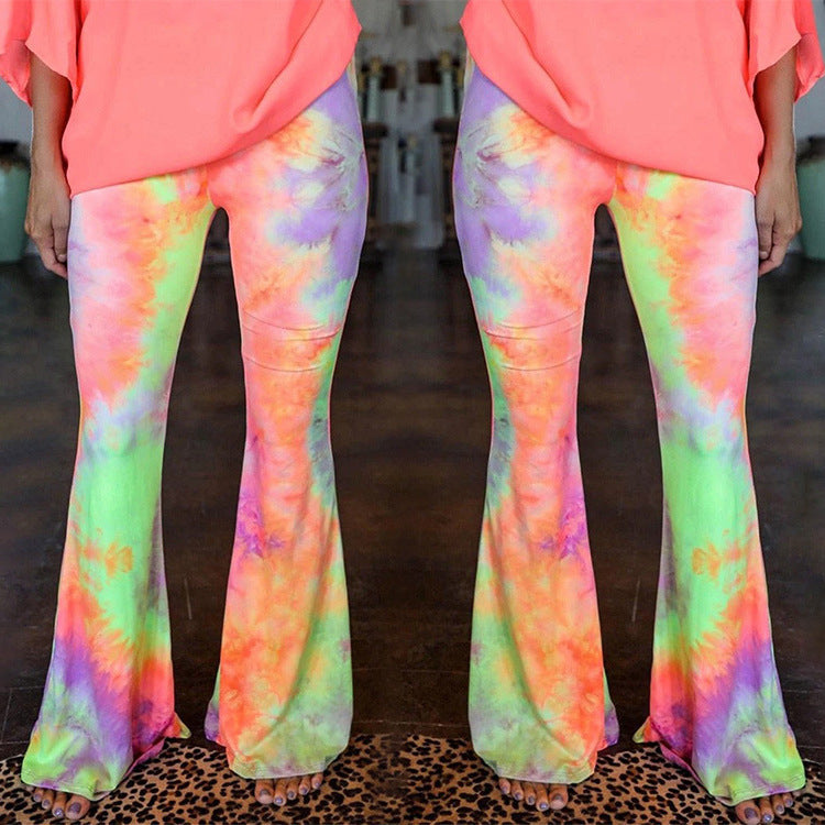 Tie-dye print flared pants