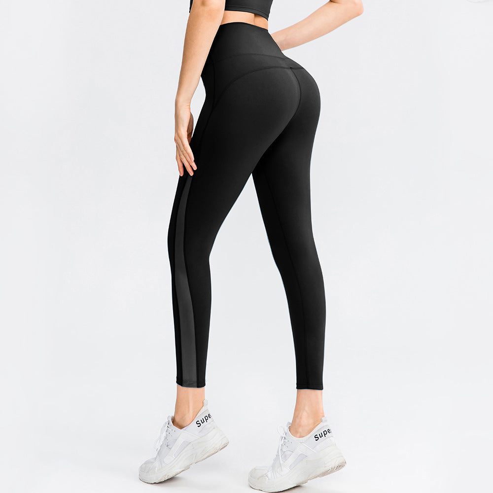 Women's Brocade Double-sided Nude Feel No Embarrassment Line Tight Pants High Waist Hip Lift