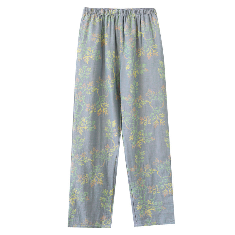 Womens Pure Cotton Gauze Pajama Pants Lightweight Loose Fitting Perfect For Lounging At Home