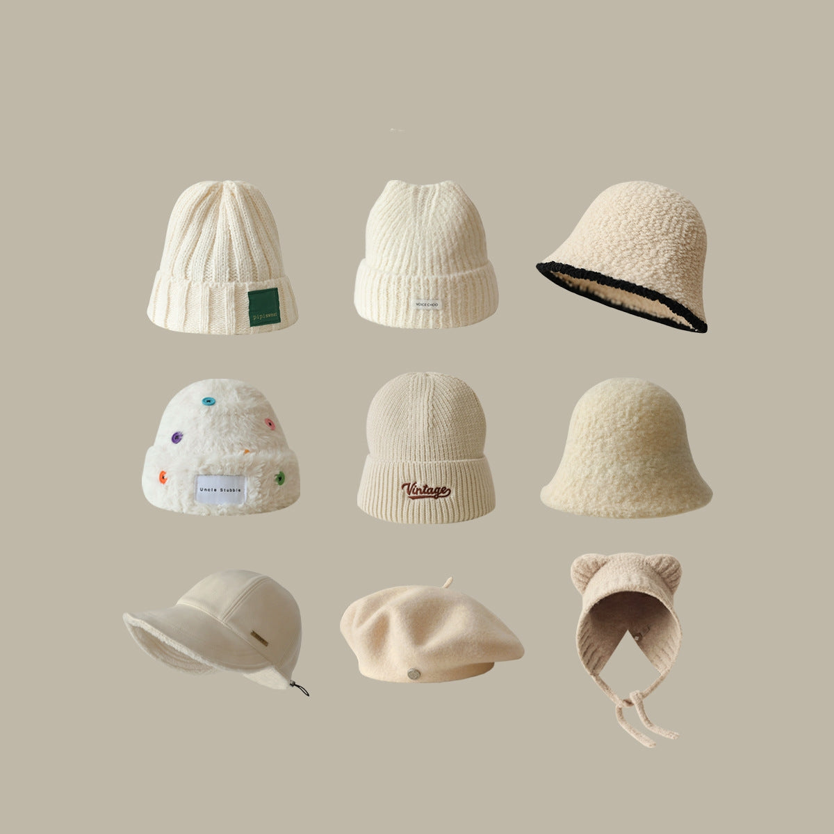 Face Slimming Bucket Hat Warm Knitted Hat Beret