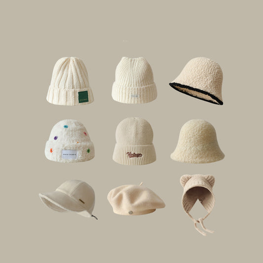 Face Slimming Bucket Hat Warm Knitted Hat Beret