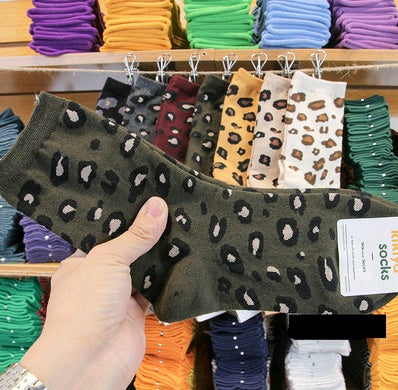 Leopard socks, female leopard, personality, tide, autumn and winter, Korean version, stockings