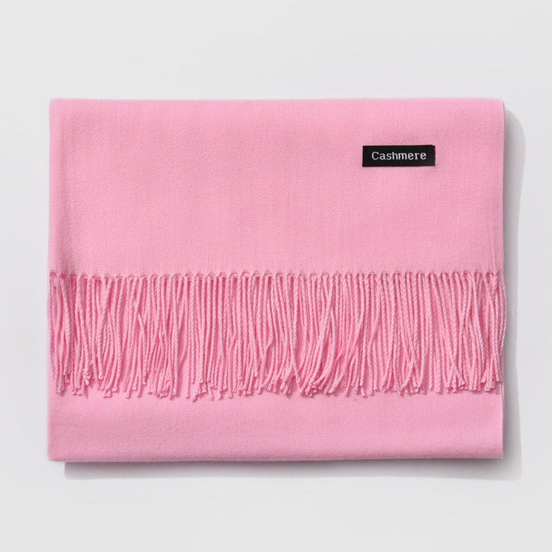 Autumn and winter fringed cashmere scarf