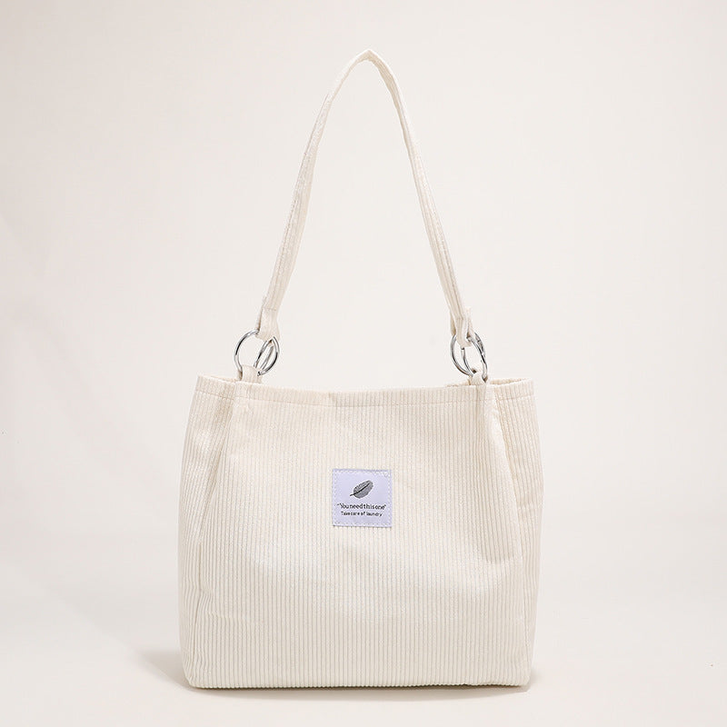 Corduroy Lazy Style Large Capacity Tote Bag