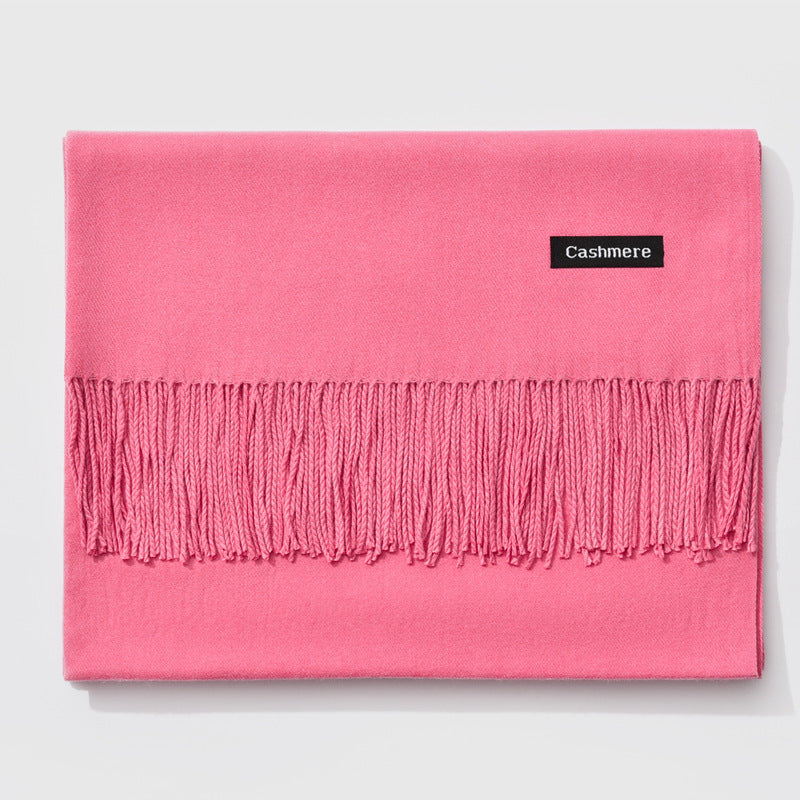 Autumn and winter fringed cashmere scarf