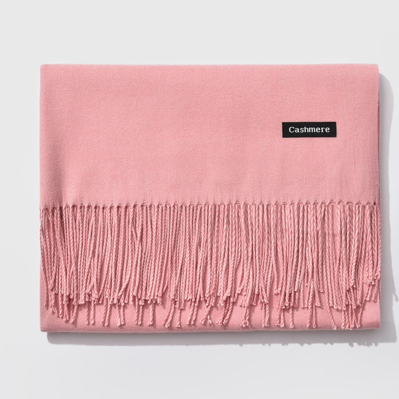 Autumn and winter fringed cashmere scarf
