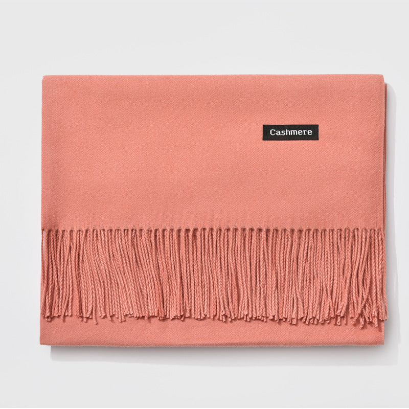 Autumn and winter fringed cashmere scarf