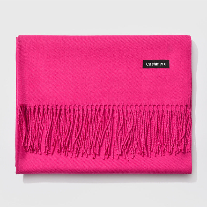 Autumn and winter fringed cashmere scarf