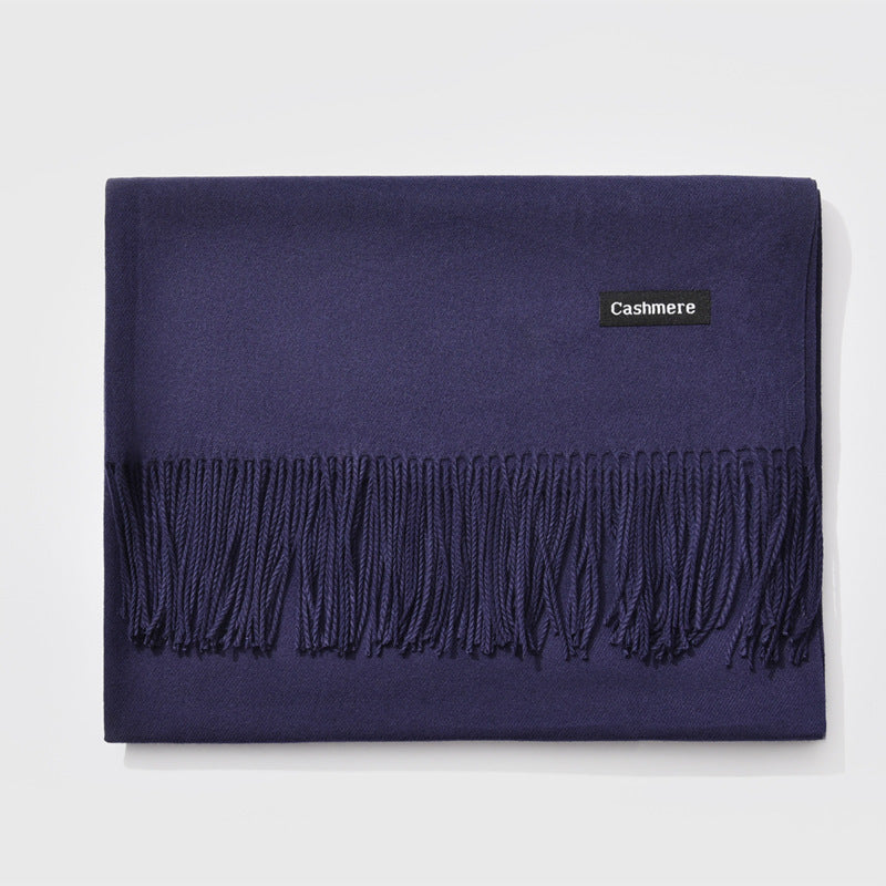 Autumn and winter fringed cashmere scarf