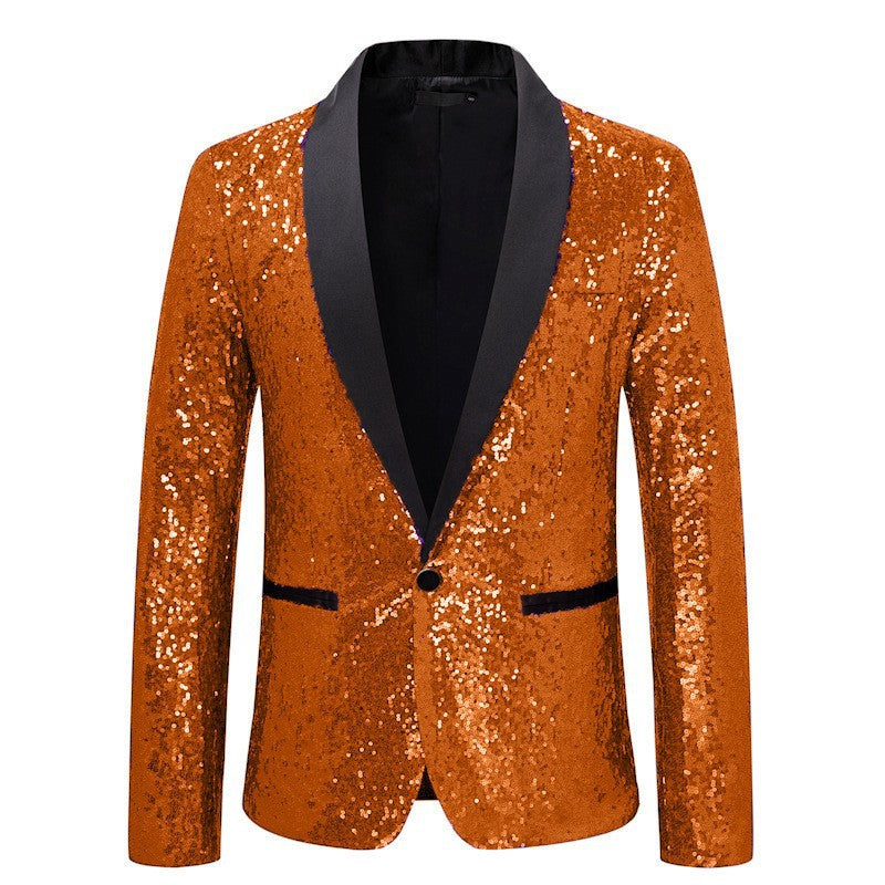 Men's Personality Solid Color Sequins Show Suit Jacket
