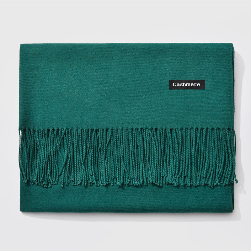 Autumn and winter fringed cashmere scarf