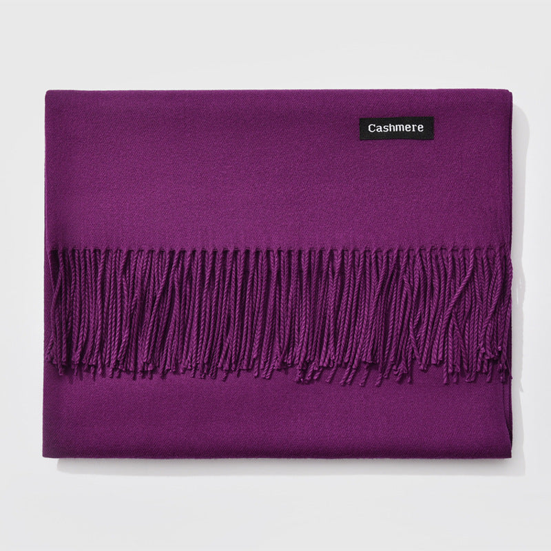 Autumn and winter fringed cashmere scarf