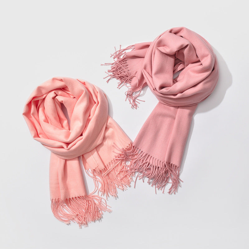 Autumn and winter fringed cashmere scarf