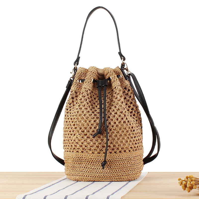 Simple Fashion All-match Handbag Bucket Woven Bag