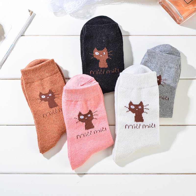 Thickened medium tube ladies cashmere socks