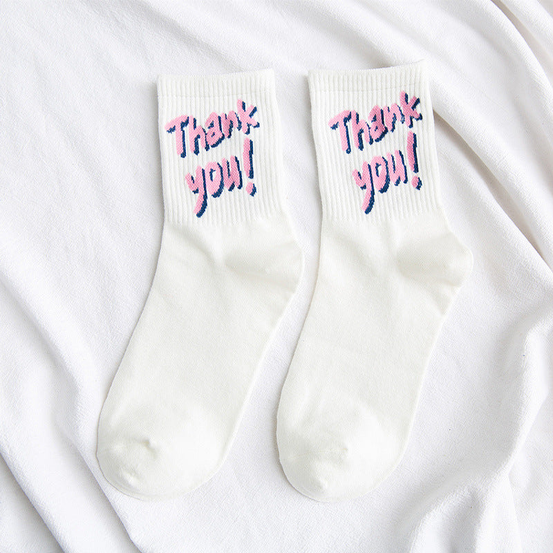 autumn and winter new tide socks female sports socks letter skateboard socks college wind cotton deodorant baseball socks