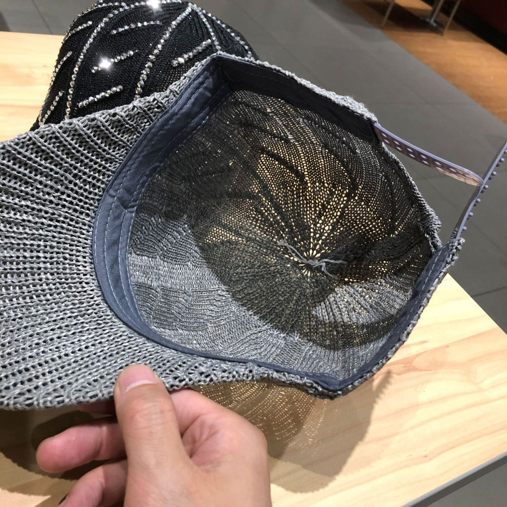 Mesh Knitted Baseball Cap With Drill