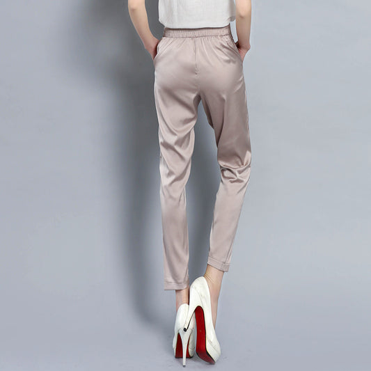 Nine-point Pants Casual Plus Size Stretch Satin Women's Trousers