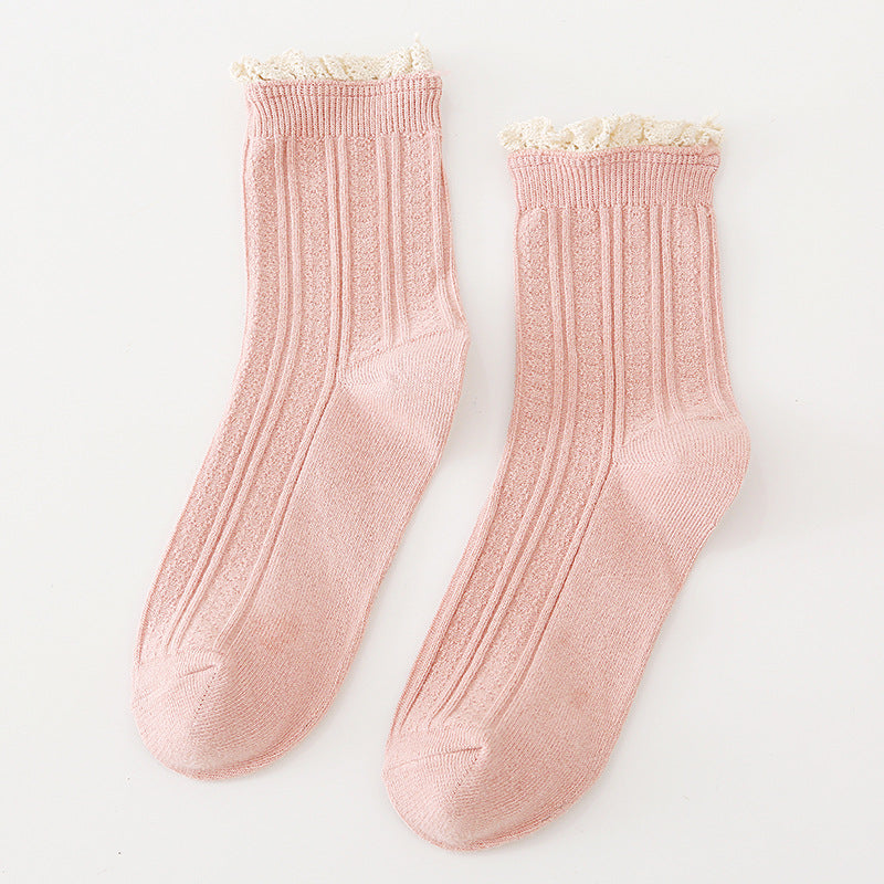 Autumn And Winter Socks Women's Japanese College Style Lace
