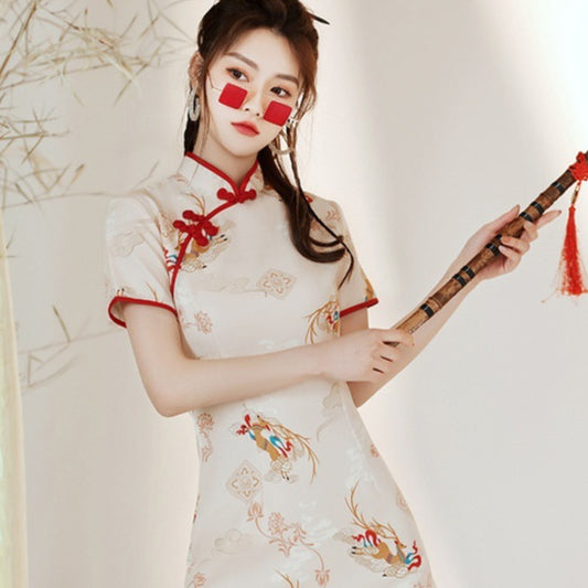 Young Petite Girls Chinese-style Cheongsam Dress