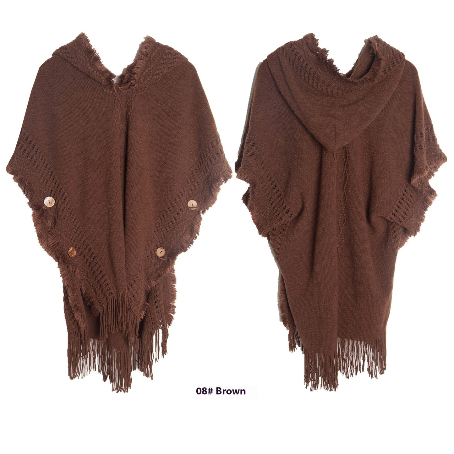 Button Shawl Bohemian Tassel Sweater